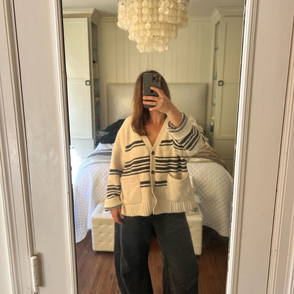 Striped Splendid Cream Cardigan Sweater